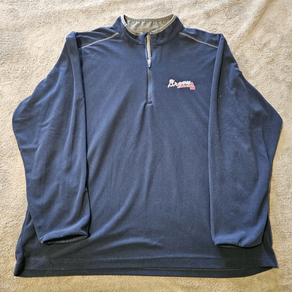 Antigua Atlanta Braves Navy 1/4 Zip Up Pullover